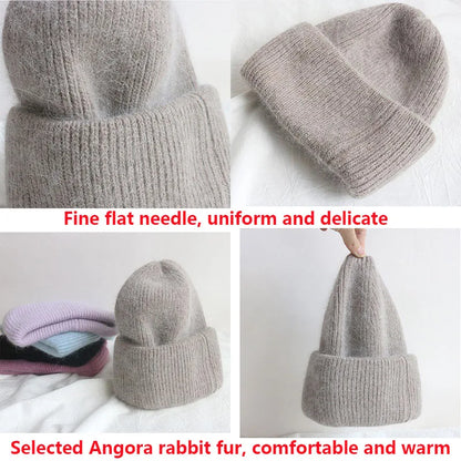 Soft Rabbit Fur Knit Beanie for Everyday Casual Outdoor Winter Fashion and Comfort Style