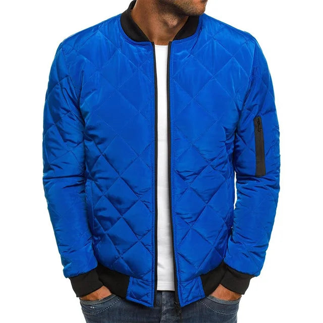 Men's Quilted Bomber Jacket with Lightweight Urban Streetwear Styling