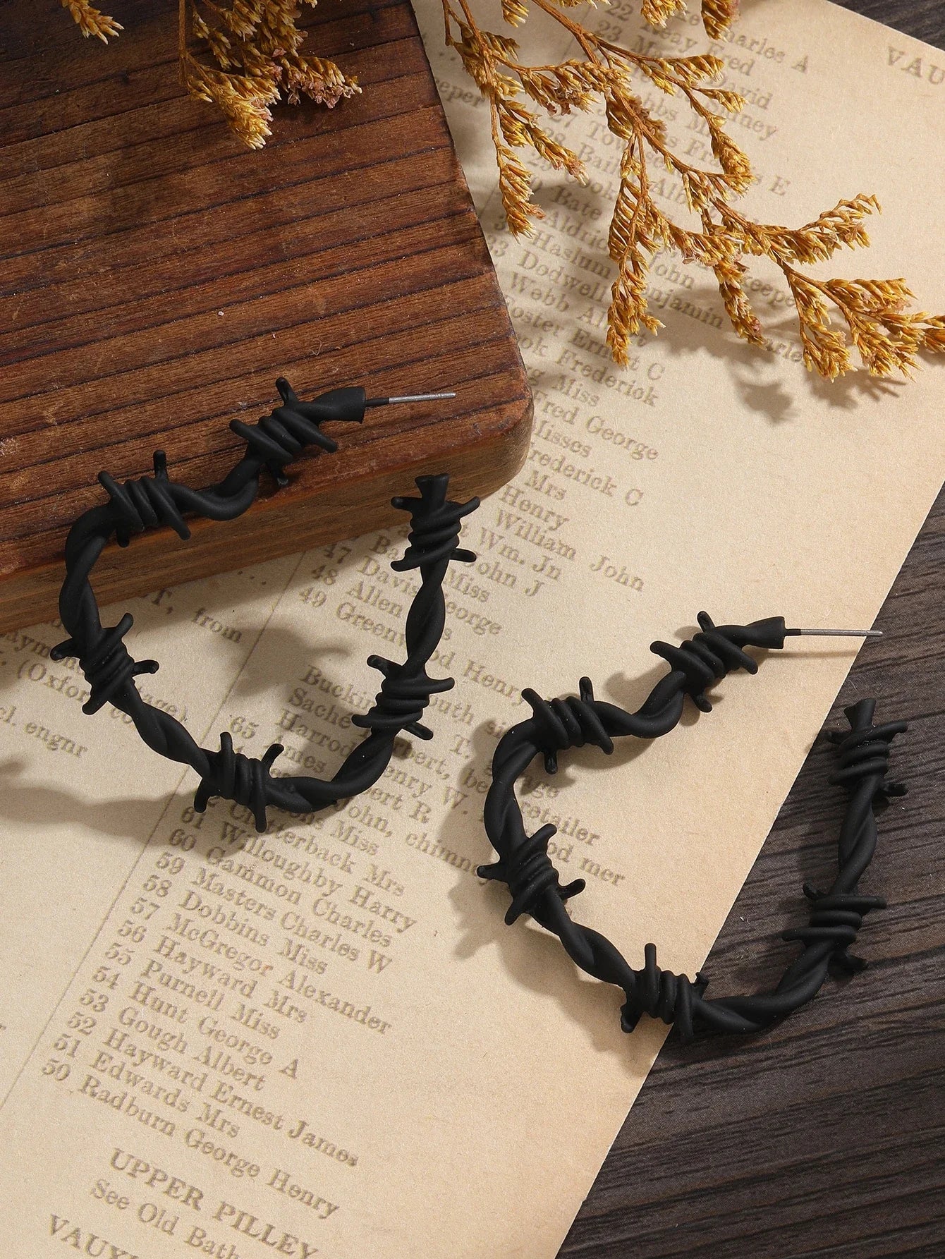 Barbed Wire Heart Hoop Earrings for Gothic Punk Alternative Fashion