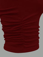 One Shoulder Knit Crop Top with Slim Fit Contemporary Summer Streetwear Style