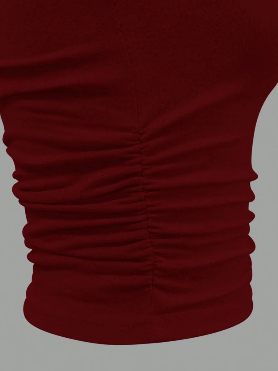 One Shoulder Knit Crop Top with Slim Fit Contemporary Summer Streetwear Style