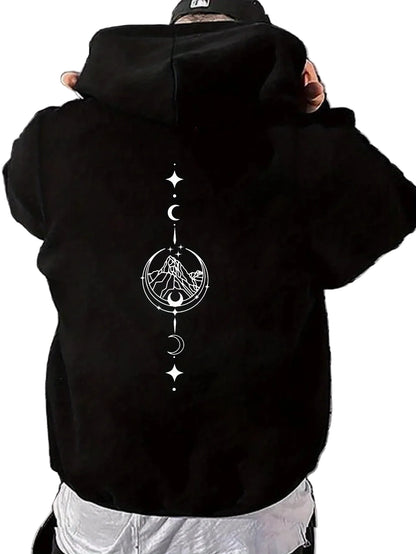 Celestial Pendant Anime Goth Hoodie with Minimal Dark Streetwear Style