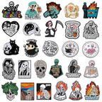 Stay Weird Skeleton Reader Gothic Enamel Pin for Alternative Fashion Styling