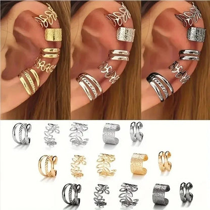 Leaf Ear Cuff Set for Punk Gothic and Alternative Layered Styling