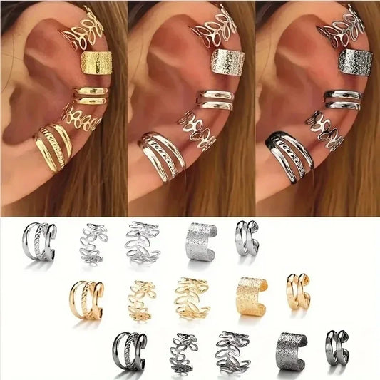 Leaf Ear Cuff Set for Punk Gothic and Alternative Layered Styling