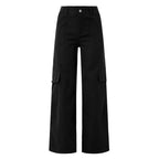 Women's Wide Leg Cargo Pants with Utility Pockets for Casual Streetwear Fashion