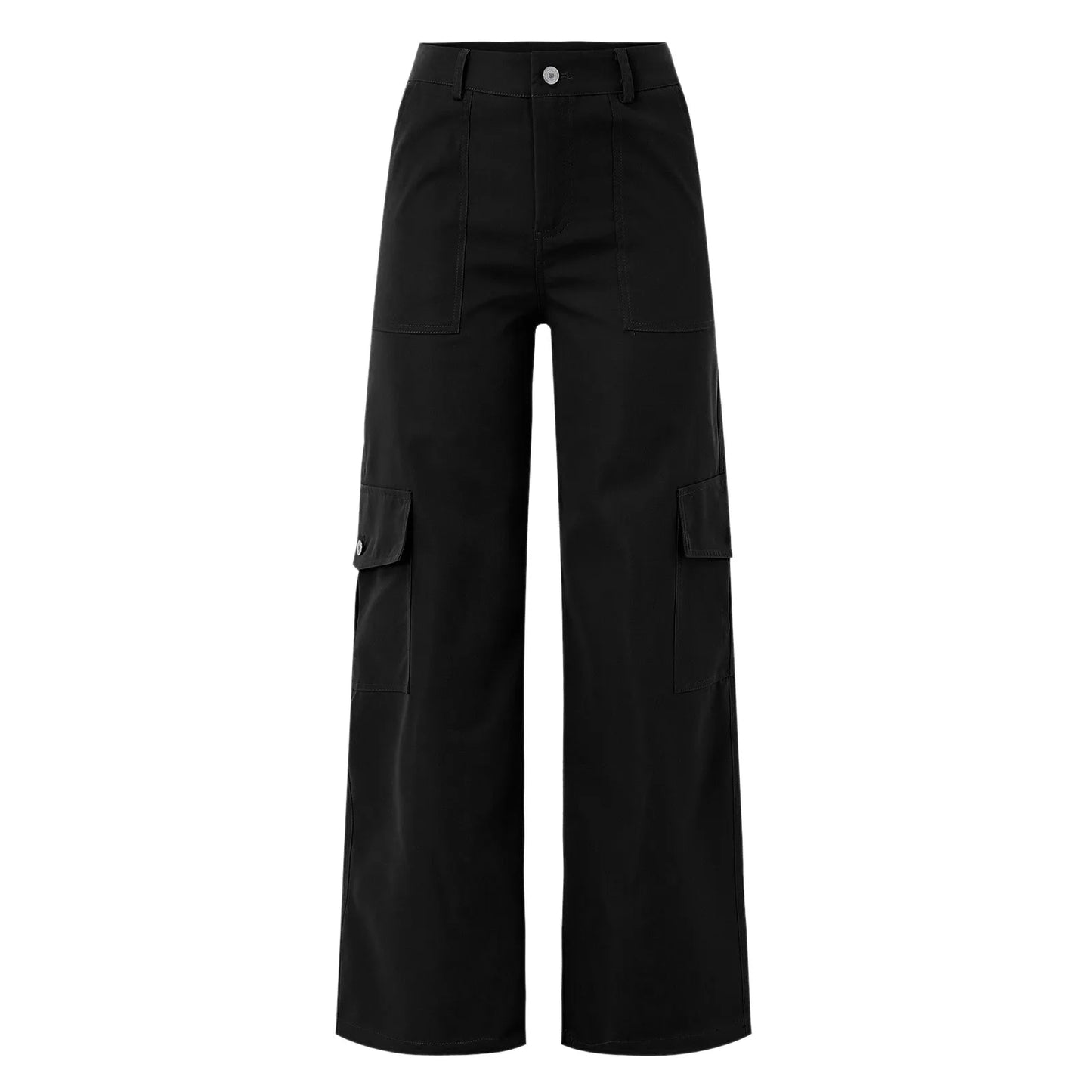 Women's Wide Leg Cargo Pants with Utility Pockets for Casual Streetwear Fashion