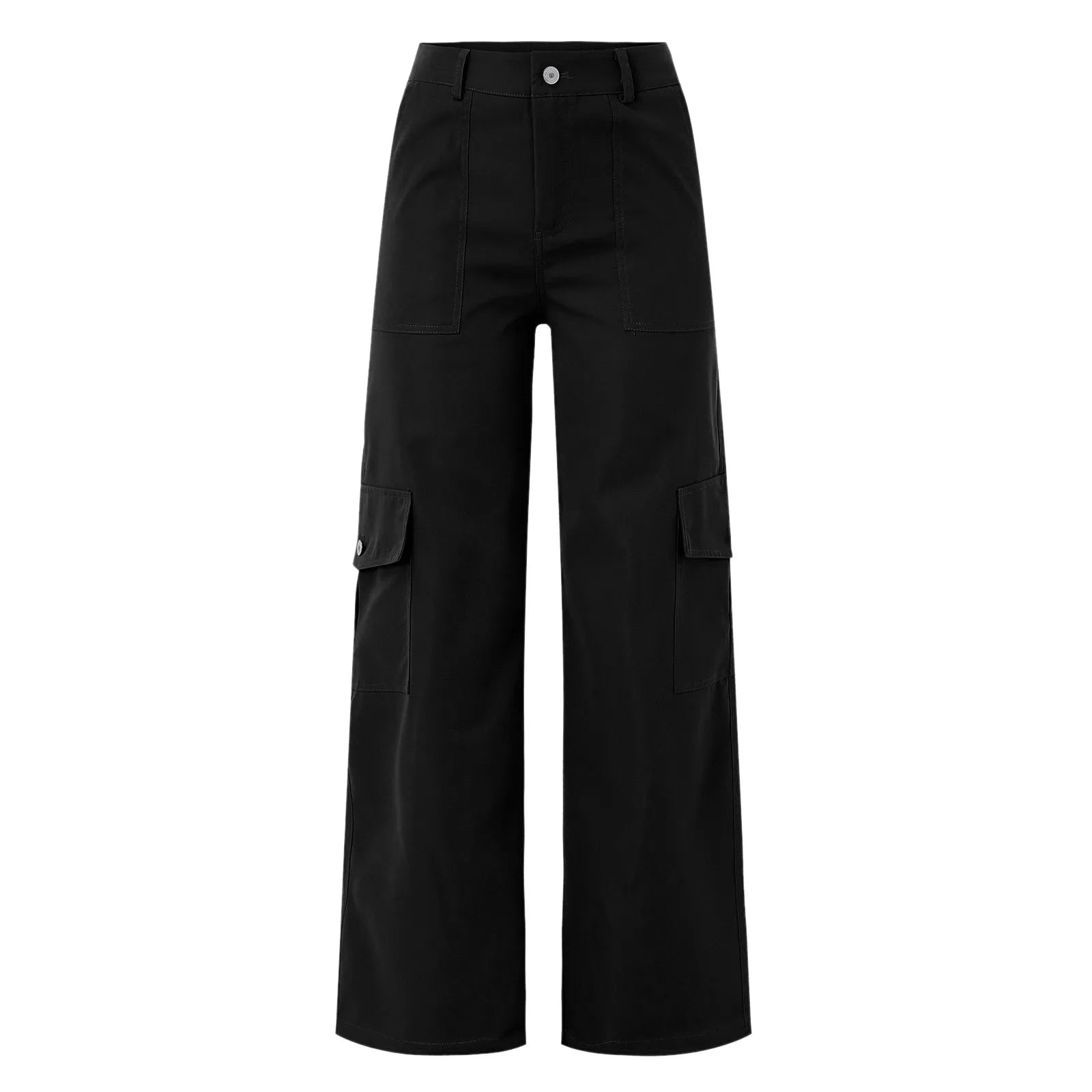 Women's Wide Leg Cargo Pants with Utility Pockets for Casual Streetwear Fashion