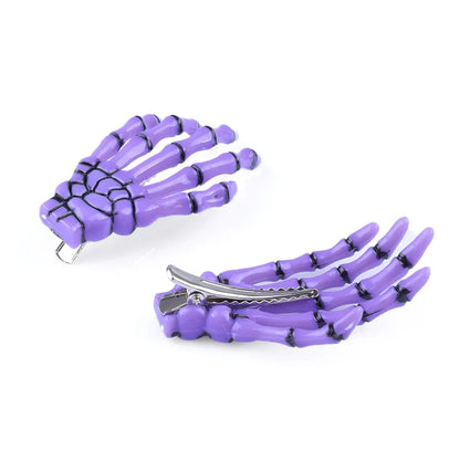 Skeleton Bone Hair Clip Set Gothic Punk Statement Hairstyle Accessories