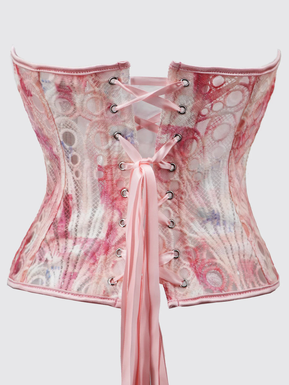 Ethereal Pink Floral Print Strapless Corset with Sweetheart Neckline