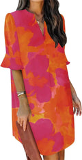 Oversized V-Neck Mini Dress with Ruffle Sleeves Contemporary Casual Streetwear Style