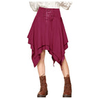 Asymmetrical Handkerchief Hem Lace Up Gothic Inspired Alternative Mini Skirt