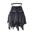 Denim Layered Mesh Asymmetrical Mini Skirt High Waist Alternative Fashion Bottom