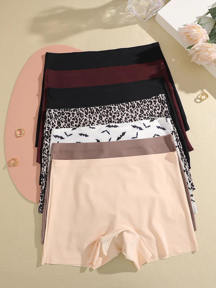 7-Piece Women’s Seamless Mid-Rise Boyshorts Set with Laser-Cut Edges, Stretch Construction and Assorted Colors