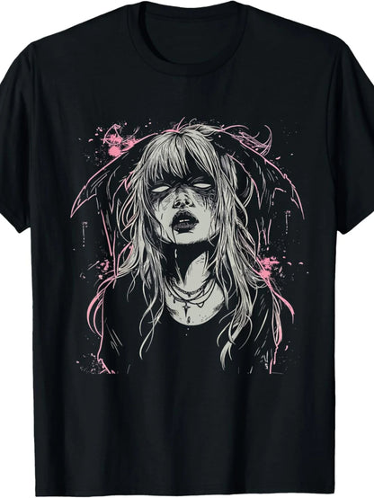 Retro Anime Gothic Panel Oversized Washed Streetwear Graphic Tee