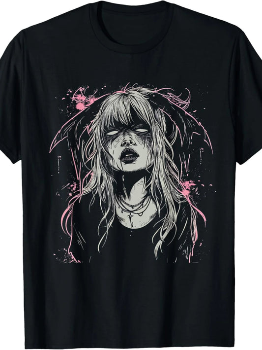 Retro Anime Gothic Panel Oversized Washed Streetwear Graphic Tee