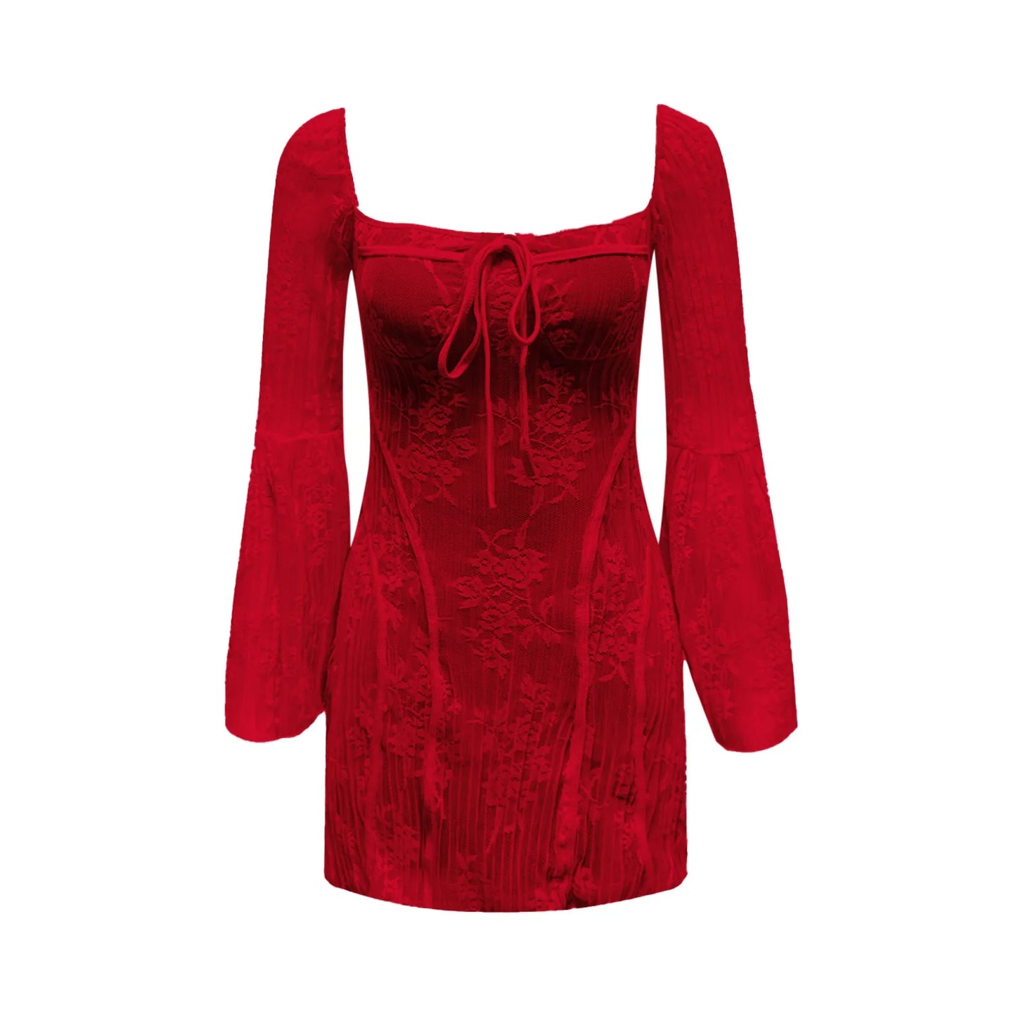 Gothic Lace Bell Sleeve Dress for Elegant Streetwear Style