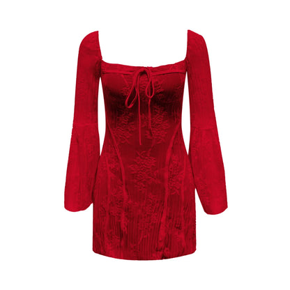 Gothic Lace Bell Sleeve Dress for Elegant Streetwear Style