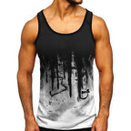 Dark Alternative Polyester Athletic Tank Top with Distressed Gothic Graphic Streetwear Design