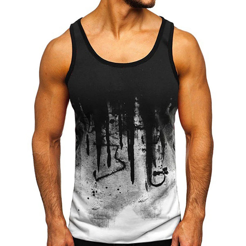 Dark Alternative Polyester Athletic Tank Top with Distressed Gothic Graphic Streetwear Design