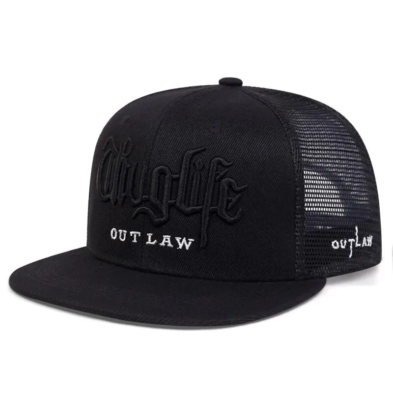 Embroidered Flat Brim Snapback Cap Adjustable Hip Hop Streetwear Baseball Hat