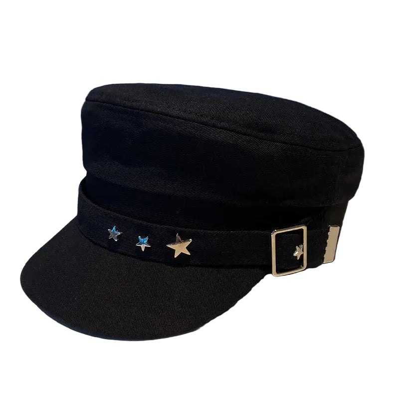 Military Inspired Cotton Baker Cap with Decorative Details for Casual Vintage Fashion Style