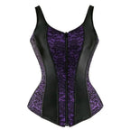 Vintage Floral Tapestry Overbust Corset with Wide Straps and Structured Seaming