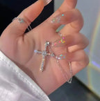 Crystal Cross Pendant Necklace for Gothic Y2K and Dark Feminine Fashion