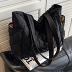 Diamond Quilted Padded Hobo Tote Bag with Adjustable Carry Strap