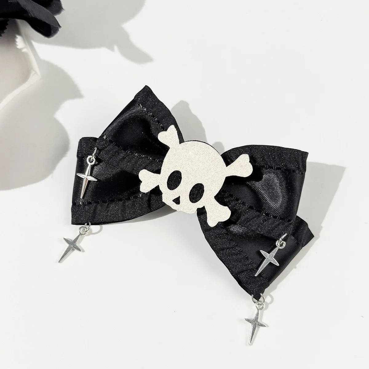 Skull Bow Hair Clip Gothic Punk Statement Alternative Fashion Accessory