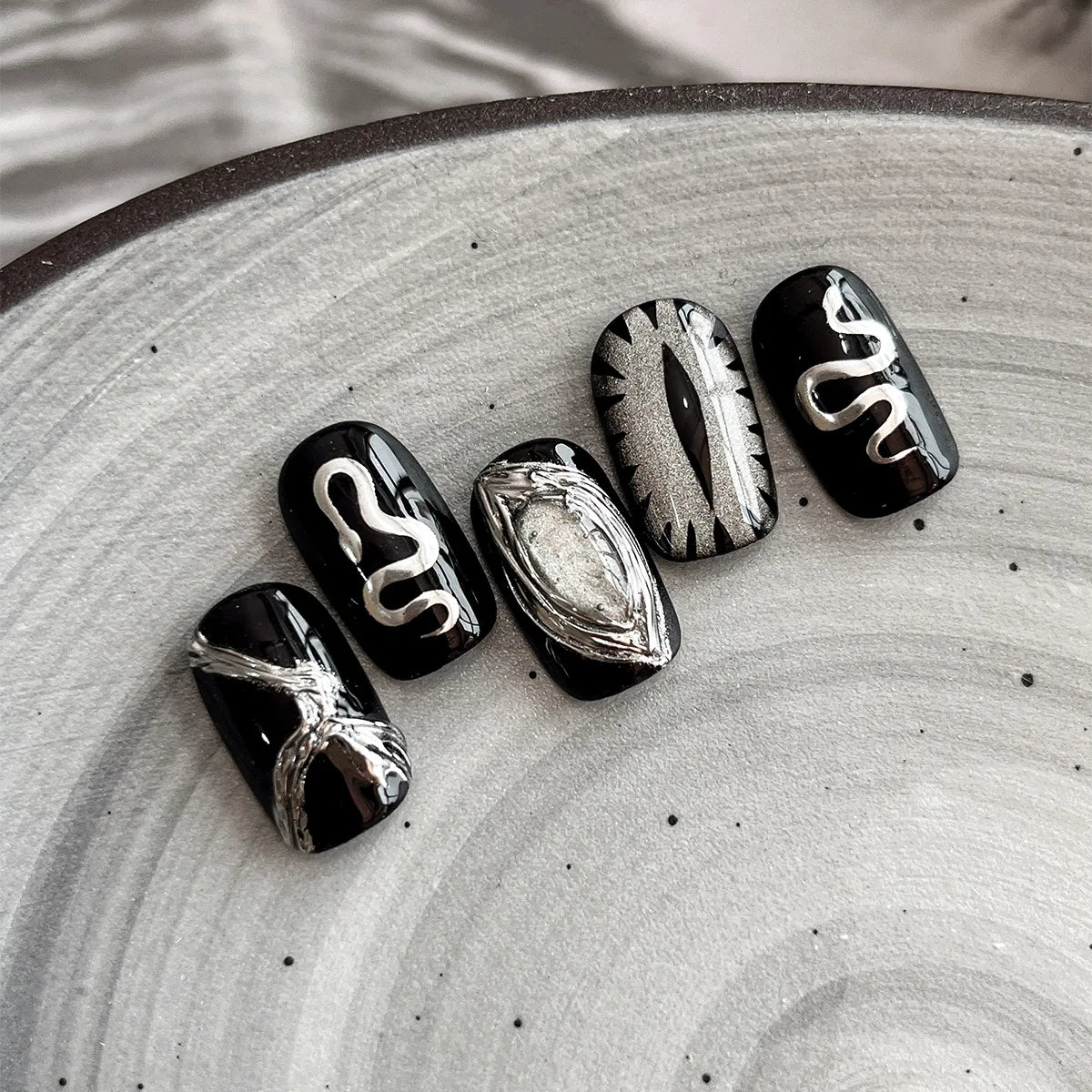 Minimalist Gothic Nail Art Sticker Set with Alternative Symbolic Details