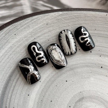 Minimalist Gothic Nail Art Sticker Set with Alternative Symbolic Details