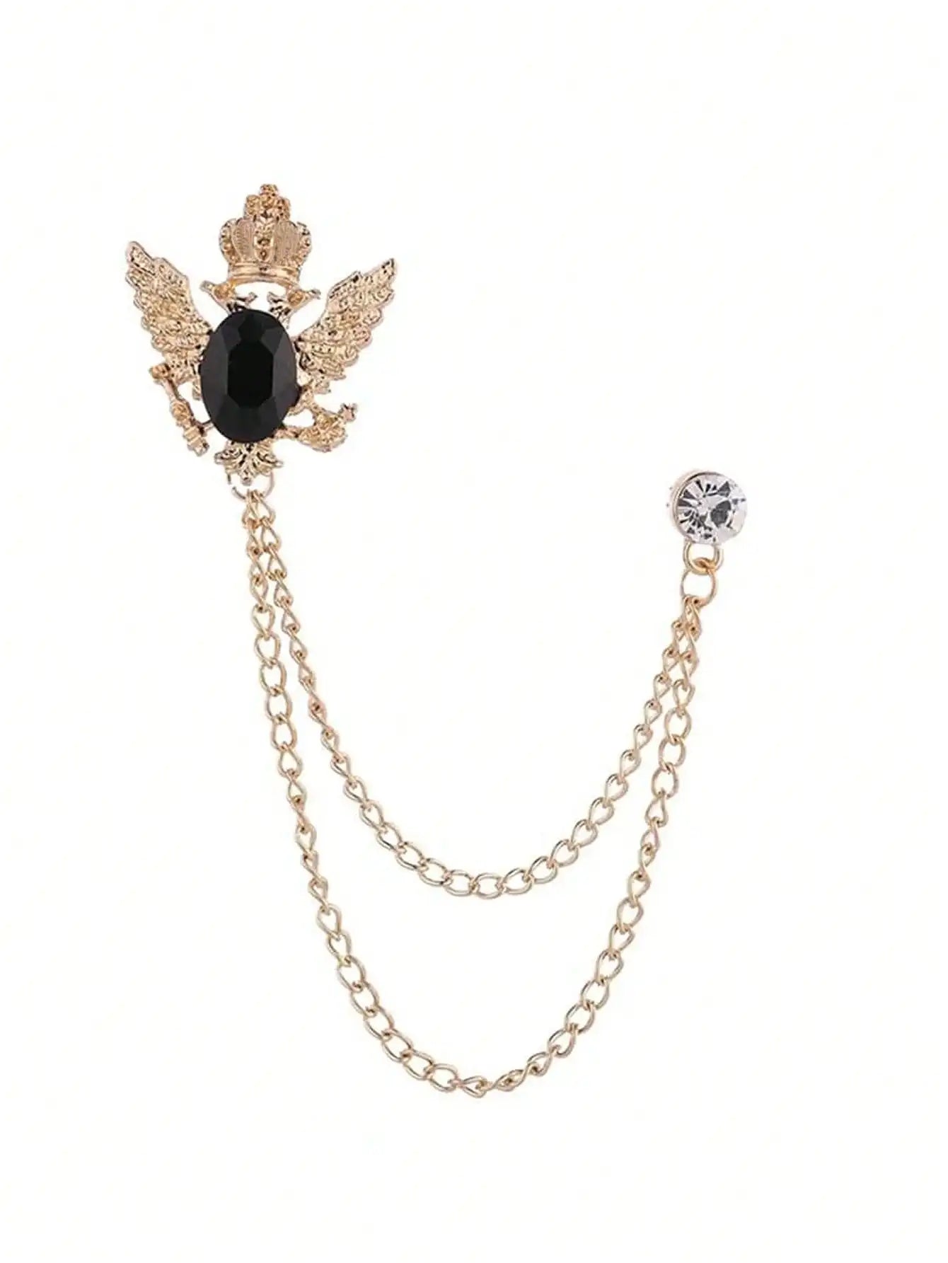 Vintage Court Style Skull Chain Brooch with Layered Tassel Jacket Accent