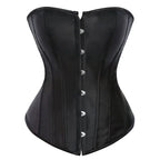 Luminous Teal Satin Overbust Corset with Front Metal Busk