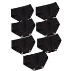Seven-Piece Ribbed Cotton Blend Mid-Rise Brief Set with Bow Detail