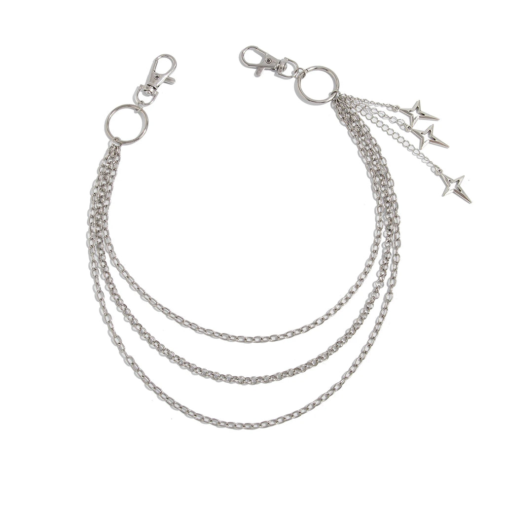 Layered Star Charm Waist Chain for Gothic Punk and Y2K Styling