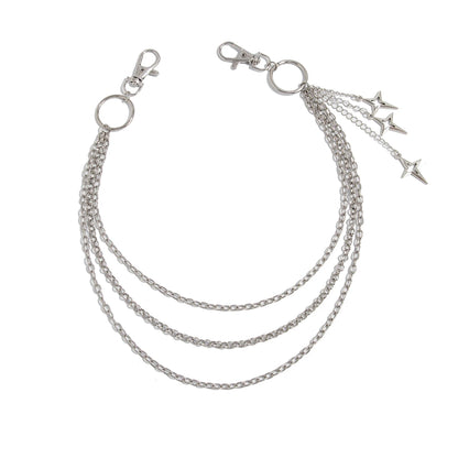 Layered Star Charm Waist Chain for Gothic Punk and Y2K Styling