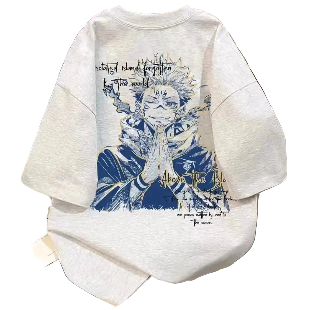 Anime-Inspired Artistic Manga Graphic Oversized Casual Streetwear Cotton T-Shirt