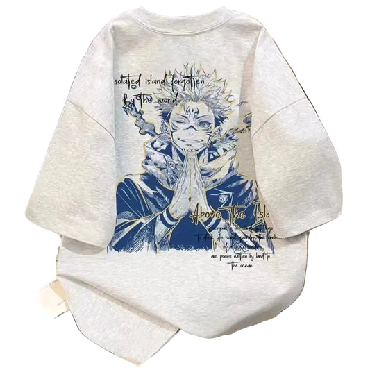 Anime-Inspired Artistic Manga Graphic Oversized Casual Streetwear Cotton T-Shirt