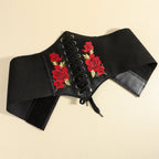 Faux Leather Lace-Up Waist Belt Corset with Wide Structured Design