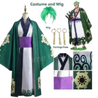 Layered Green Kimono-Style Robe Set with Contrast Sash and Gold-Tone Earrings