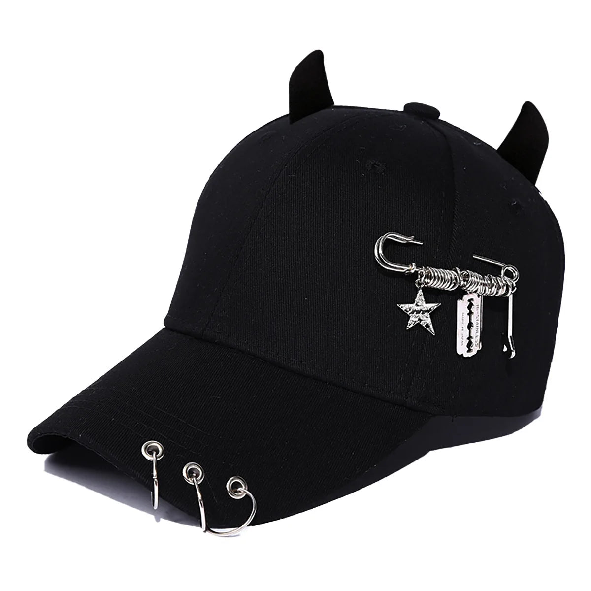 Minimalist Decorative Ring Baseball Cap Adjustable Curved Brim Casual Streetwear Hat