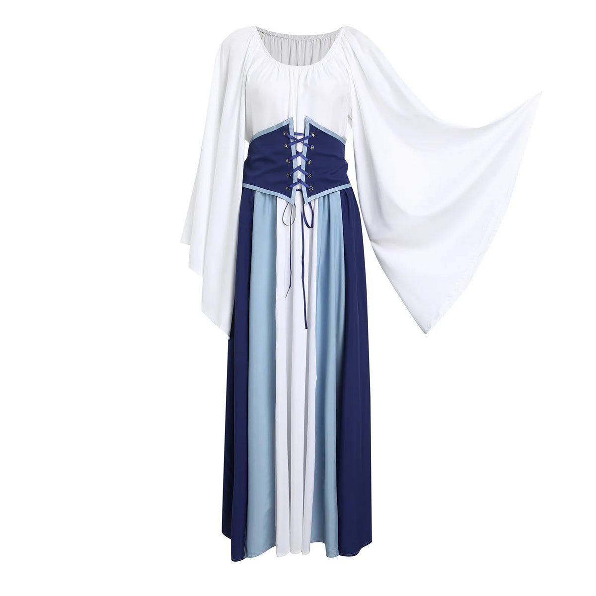 Vintage Corset Waist Color Block Alternative Fashion Midi Dress - BigCat Streetwear