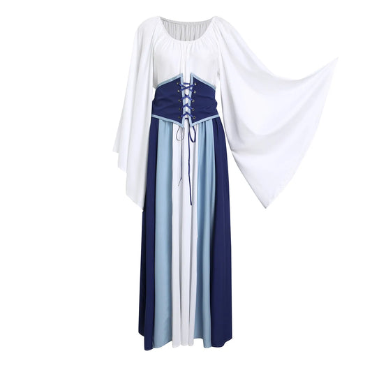 Vintage Corset Waist Color Block Alternative Fashion Midi Dress