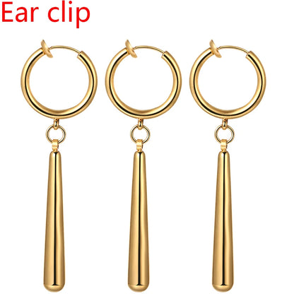 Minimalist Triple Hoop Drop Earrings for Punk and Alternative Fashion Looks