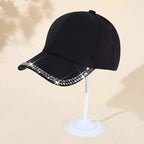 Unisex Baseball Cap with Decorative Rhinestone Trim and Adjustable Fit for Casual Streetwear Style