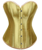 Luminous Teal Satin Overbust Corset with Front Metal Busk