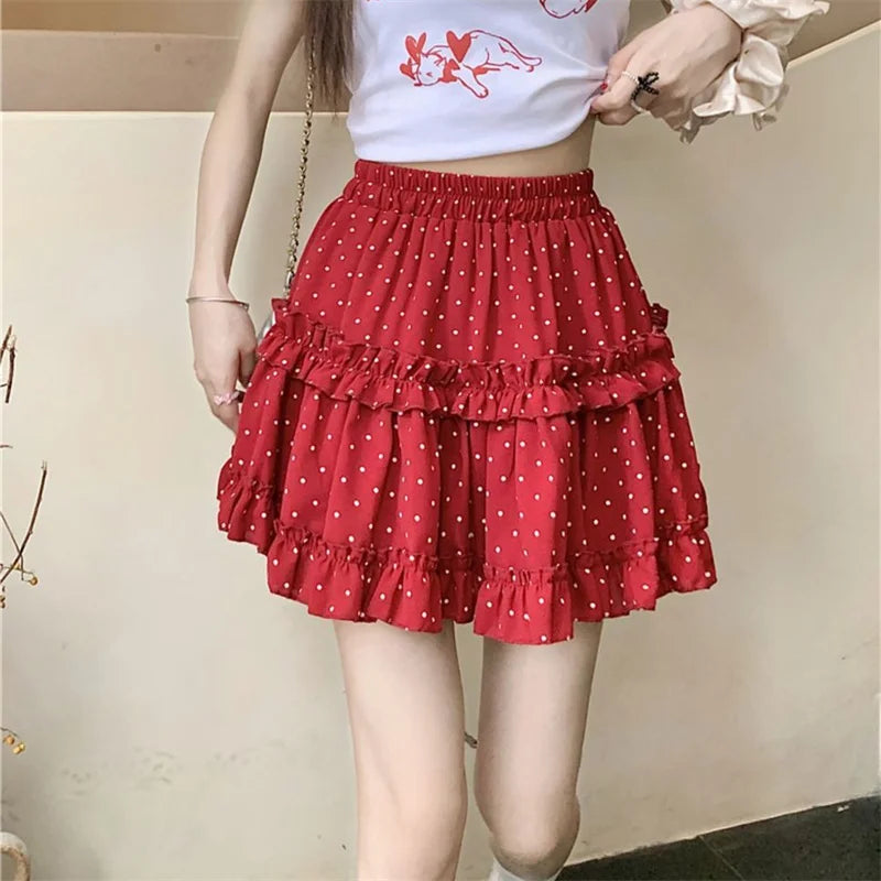 Tiered Ruffle Mini Skirt with Elastic Waist Balletcore Streetwear Silhouette