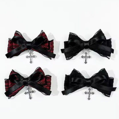 Gothic Plaid Bow Hair Clip Dark Romantic Alternative Statement Accessory