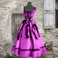 Halloween Skeleton Ribcage Print Flared Swing Dress with Waist Bow